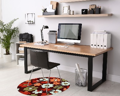 Tapis fauteuil bureau rond Fleurs sauvages