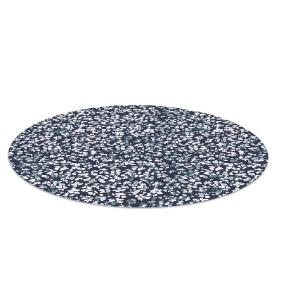 Tapis protège sol rond Petites marguerites blanches