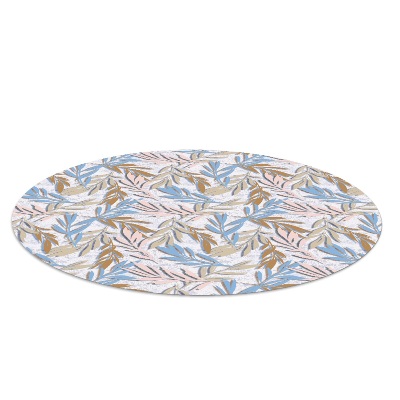 Tapis fauteuil bureau rond Feuilles pastel