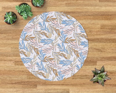 Tapis fauteuil bureau rond Feuilles pastel