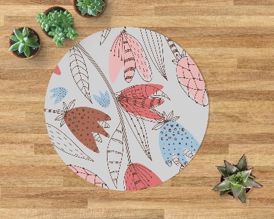 Tapis protège sol rond Contour des fleurs