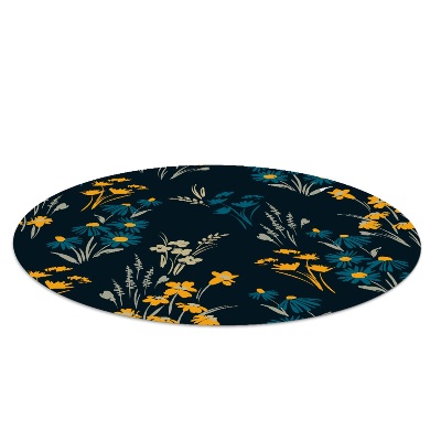 Tapis fauteuil bureau rond Motif floral foncé