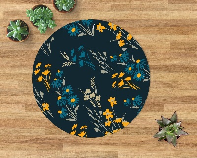 Tapis fauteuil bureau rond Motif floral foncé