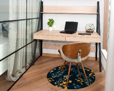 Tapis fauteuil bureau rond Motif floral foncé