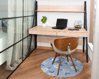 Tapis fauteuil bureau rond Motifs de marguerites