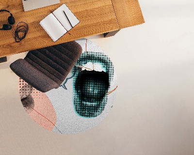 Tapis fauteuil bureau rond Des lèvres, oh mon dieu !