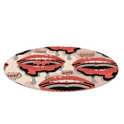 Tapis fauteuil bureau rond Lèvres rétro