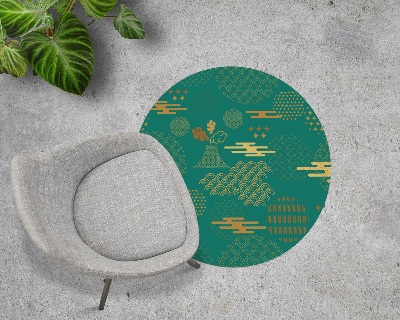 Tapis fauteuil bureau rond Symboles japonais