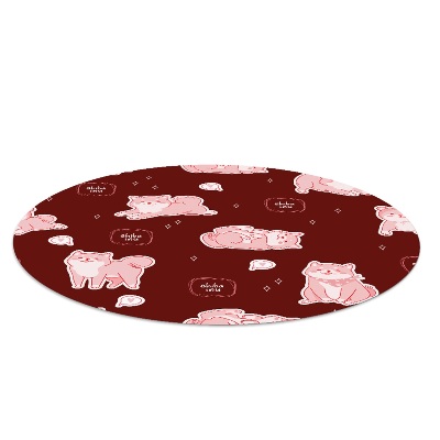 Tapis protège sol rond Chien shiba inu cerise