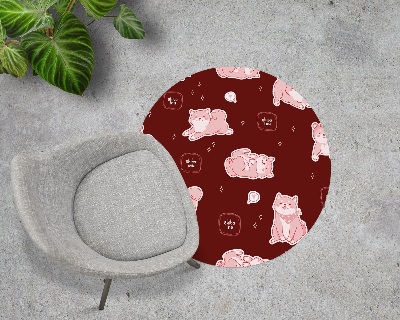 Tapis protège sol rond Chien shiba inu cerise