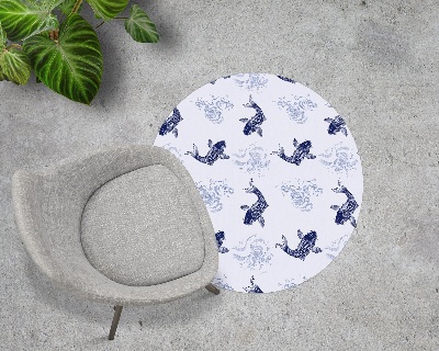 Tapis de chaise de bureau Poisson koï bleu