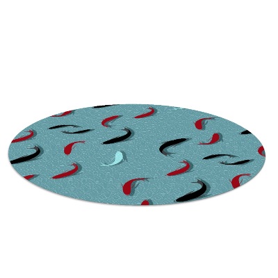 Tapis fauteuil bureau rond Motifs de carpes et de vagues