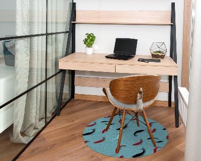 Tapis fauteuil bureau rond Motifs de carpes et de vagues