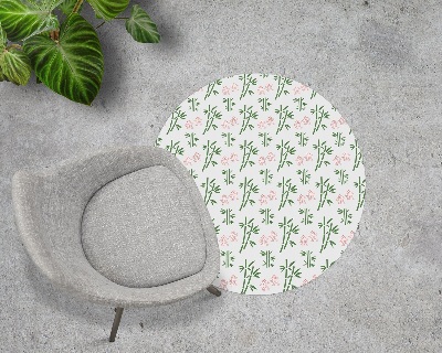 Tapis protège sol rond Bambous et fleurs
