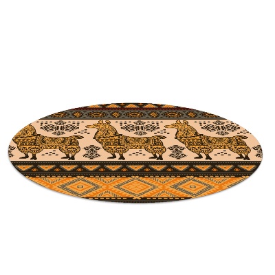 Tapis protège sol rond Motif de lama asiatique