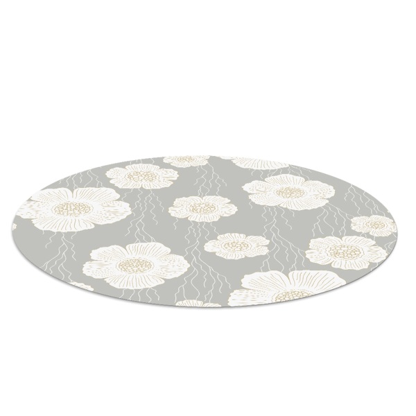 Tapis fauteuil bureau rond Fleurs blanches délicates
