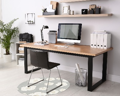 Tapis fauteuil bureau rond Fleurs blanches délicates