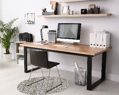 Tapis fauteuil bureau rond Feuilles de plantes marbrées