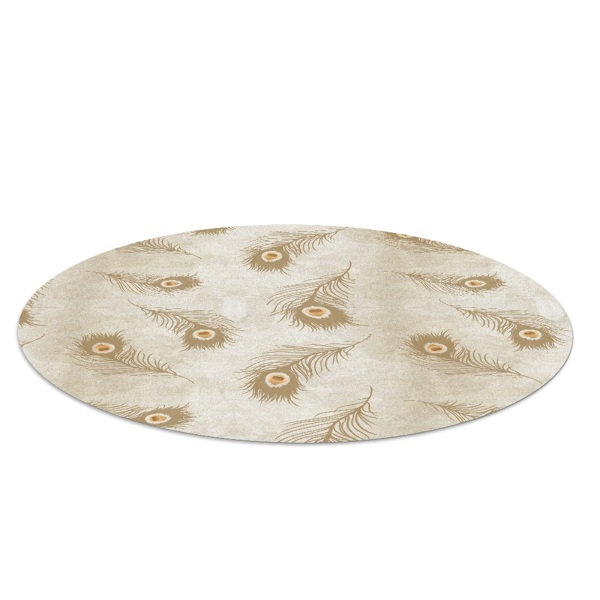 Tapis protège sol rond Composition de plumes de paon