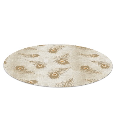 Tapis protège sol rond Composition de plumes de paon