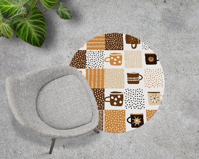 Tapis protège sol rond Tasses, céramiques, plats