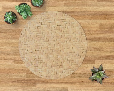 Tapis protège sol rond Motif en rotin