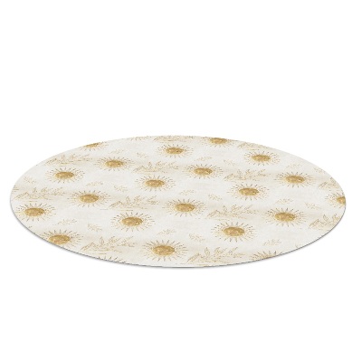 Tapis fauteuil bureau rond Feuilles du soleil d'or