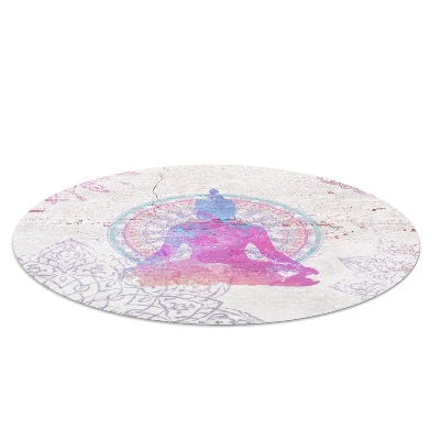 Tapis fauteuil bureau rond Bouddha accompagné d'un mandala