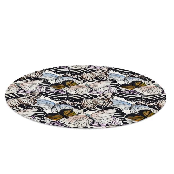 Tapis fauteuil bureau rond Papillons à l'aquarelle