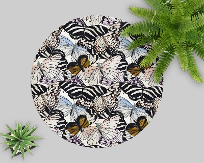 Tapis fauteuil bureau rond Papillons à l'aquarelle