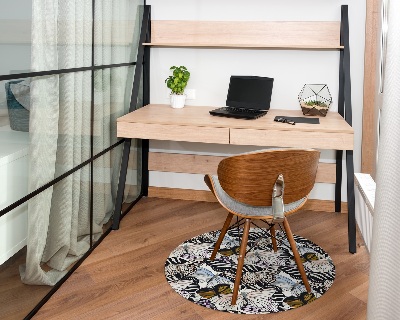 Tapis fauteuil bureau rond Papillons à l'aquarelle