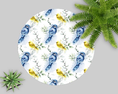 Tapis protège sol rond Oiseaux colorés
