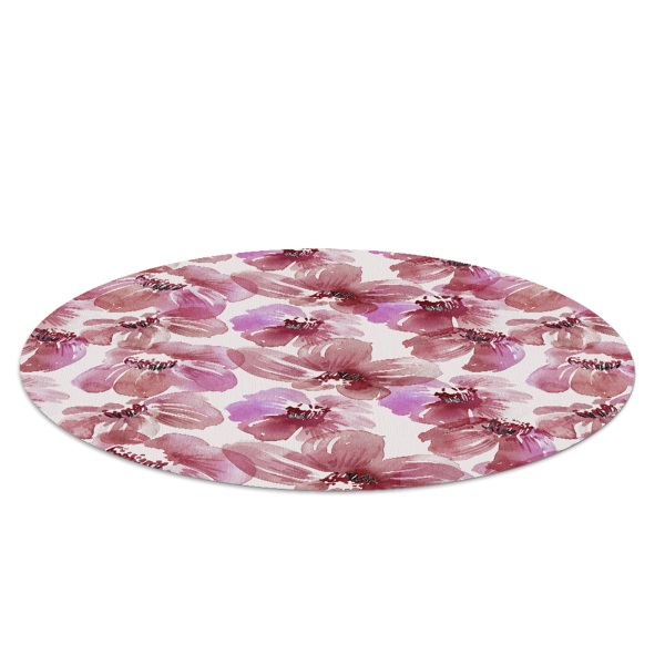 Tapis fauteuil bureau rond Fleurs aquarelles colorées