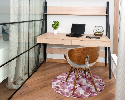 Tapis fauteuil bureau rond Fleurs aquarelles colorées