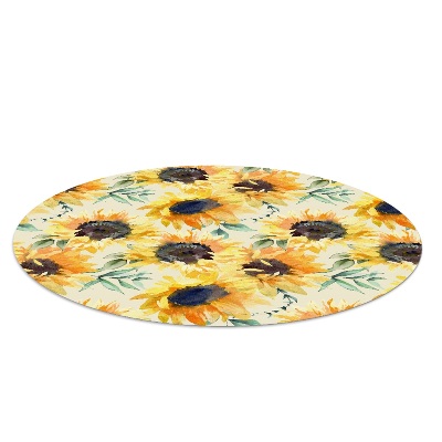 Tapis protège sol rond Tournesols dorés