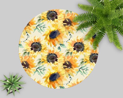 Tapis protège sol rond Tournesols dorés