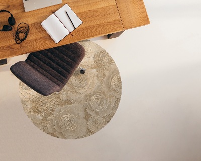 Tapis fauteuil bureau rond Roses en relief