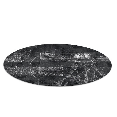 Tapis protège sol rond L'homme de vitruve