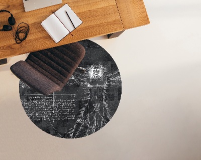 Tapis protège sol rond L'homme de vitruve
