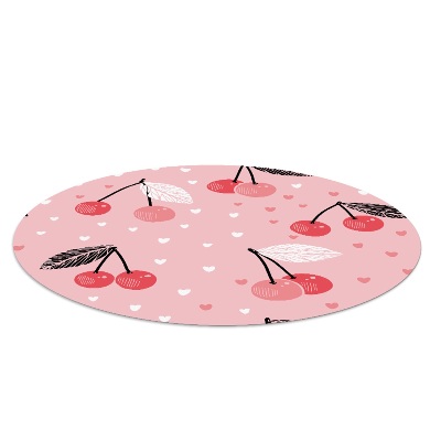Tapis protège sol rond J'aime les cerises
