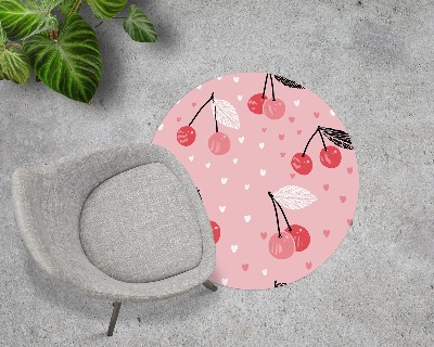 Tapis protège sol rond J'aime les cerises