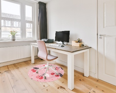 Tapis protège sol rond J'aime les cerises