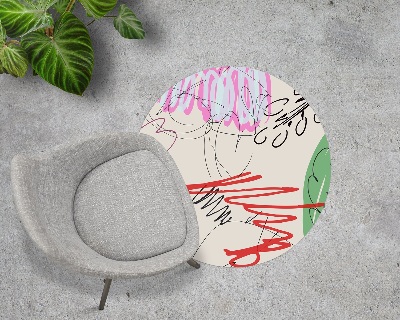 Tapis protège sol rond Gribouillage abstrait