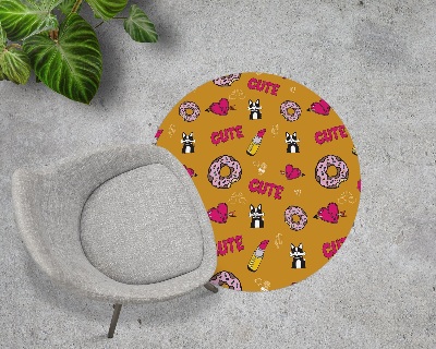 Tapis de chaise de bureau Doodle girly