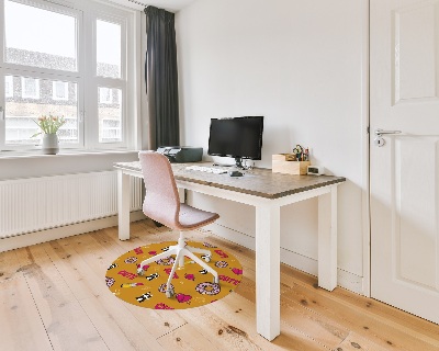 Tapis de chaise de bureau Doodle girly