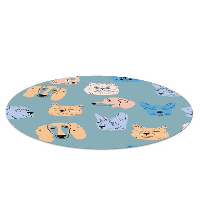 Tapis protège sol rond Chiens et chats