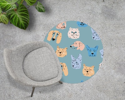 Tapis protège sol rond Chiens et chats