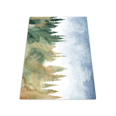 Tapis de chaise rectangulaire Aquarelle de paysage forestier