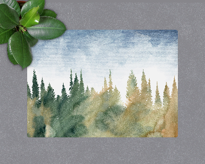 Tapis de chaise rectangulaire Aquarelle de paysage forestier