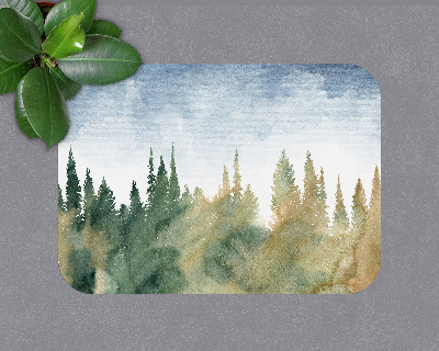 Tapis de chaise rectangulaire Aquarelle de paysage forestier
